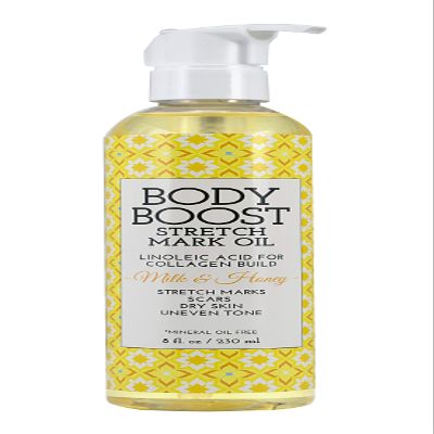 Body Boost Milk & Honey Stretch Mark Oil 8oz- For Stretch Marks and Scars- Pregnancy and Nursing Safe