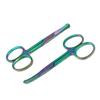 PRECISE CANADA: Set of 2 Multi Titanium Color Rainbow Safety Nose Mustache Scissor 3.5" Straight & Curved Stainless Steel view 1