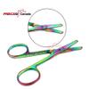 PRECISE CANADA: Set of 2 Multi Titanium Color Rainbow Safety Nose Mustache Scissor 3.5" Straight & Curved Stainless Steel view 2