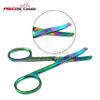 PRECISE CANADA: Set of 2 Multi Titanium Color Rainbow Safety Nose Mustache Scissor 3.5" Straight & Curved Stainless Steel view 3