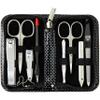 3 Swords Germany  brand quality 8 piece manicure pedicure grooming kit set for professional nail care with synthetic leather case black silver spots - Made in Germany view 1