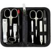 3 Swords Germany  brand quality 8 piece manicure pedicure grooming kit set for professional nail care with synthetic leather case ostrich black - Made in Germany view 1