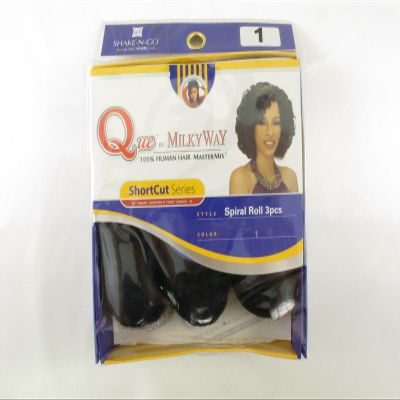 Que by MilkyWay Shortcut Series Spiral Roll 3pcs (1) - Curly Human Hair MasterMix - Sew-In Installation - Modern Style - Color 1 - 8 inches