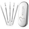 BESTOPE Blackhead Remover Blackhead Removal Pimple Comedone Extractor Tool - Treatment for Blemish Whitehead Popping Zit Removing with Metal Case (Silver) view 1