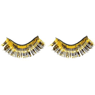 Yellow Tinsel Eyelashes - 1 Pair (1/2" x 1") - Lightweight & Easy to Apply Self-Adhesive Lashes - Perfect Costume Accessory