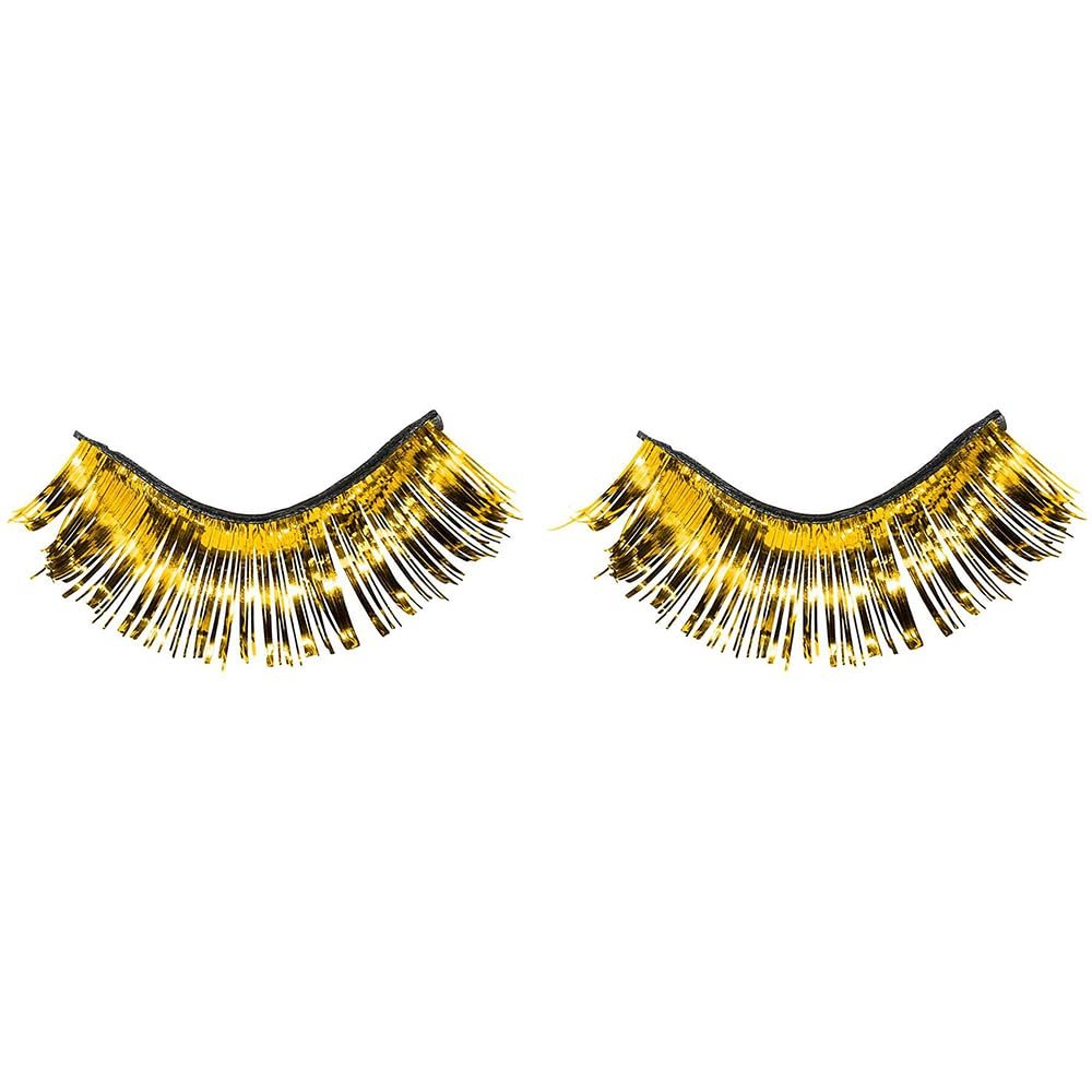 Yellow Tinsel Eyelashes - 1 Pair (1/2" x 1") - Lightweight & Easy to Apply Self-Adhesive Lashes - Perfect Costume Accessory