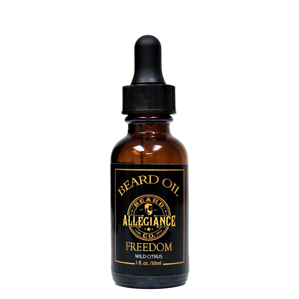 Beard Oil - Relieve Itch & Dandruff with Castor Oil & Jojoba Oil - Hydrates, Nourishes and Strengthens - 1 Oz (Freedom (Citrus Scented))