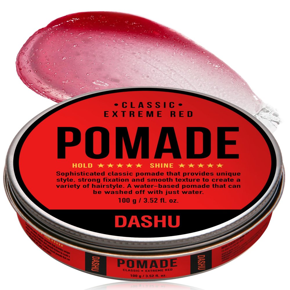 DASHU Classic Extreme Red Water Based Pomade for Men Strong Hold | Edge Control High Hold High Shine Pomade Men for All Hair Types 3.52 fl oz