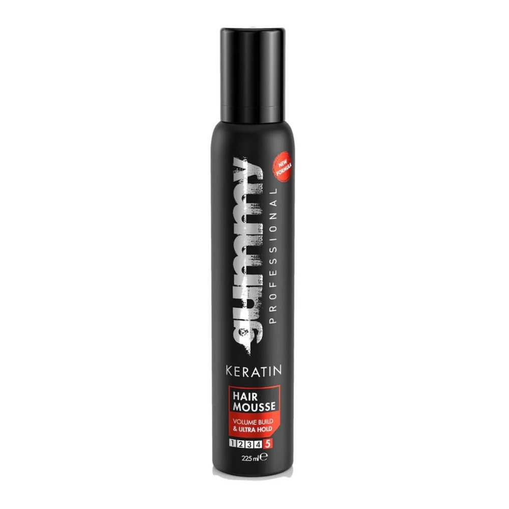 Gummy Keratin Ultra Strong Hold Hair Styling Mousse 7.6 fl.oz - 5 Level Hold Rate Volume Build, 225 ml