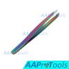 AAPROTOOLS MULTI TITANIUM COLOR RAINBOW EYEBROW TWEEZERS SLANT TIP STAINLESS STEEL A+ QUALITY view 2