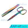 AAPROTOOLS 2PCS Eyebrow Scissor TWEEZER Slant TIP Facial Hair Remover Chameleon Rainbow Stainless Steel Makeup Tool A+ Quality view 2