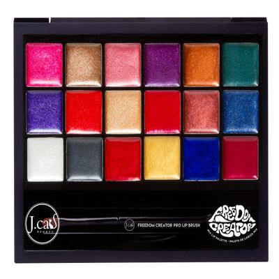 J.CAT BEAUTY Freedom Creator Lip Palette with 18 Versatile Shades for Personalized Lip Colours, Glittery Pigmented Shades for Soft and Bold Looks, Freedom Sparkle