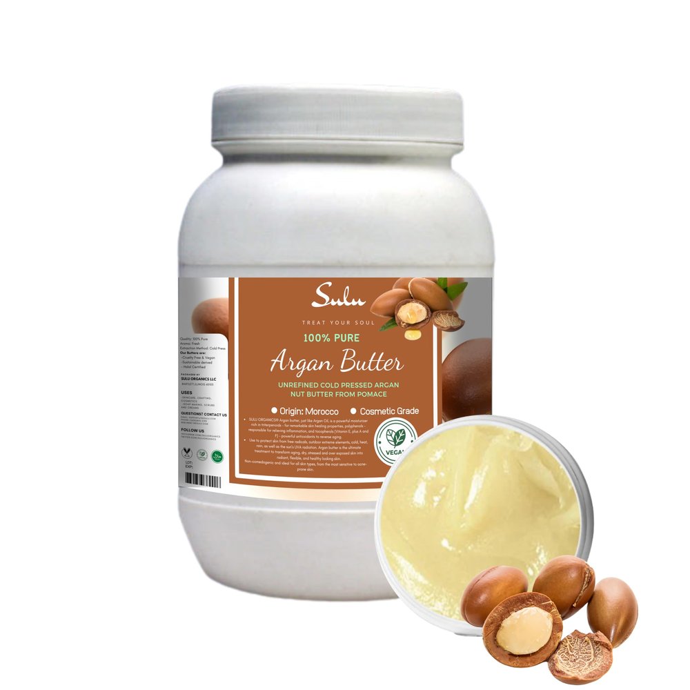 SULU ORGANICS 100% Pure Natural Unrefined Argan Nut Butter 8 oz