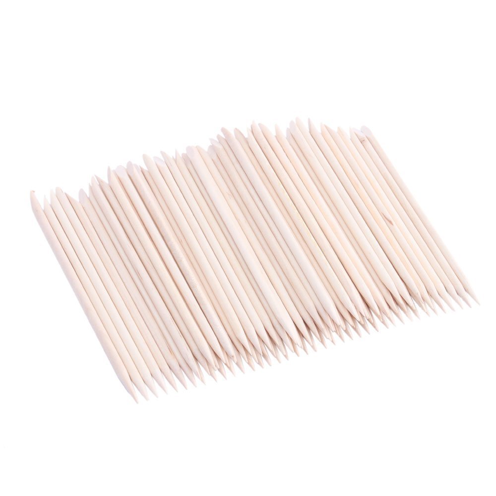 Yesker 100 Pcs Nail Art Orange Wood Stick Sticks Cuticle Pusher Remover Manicure Pedicure Tool