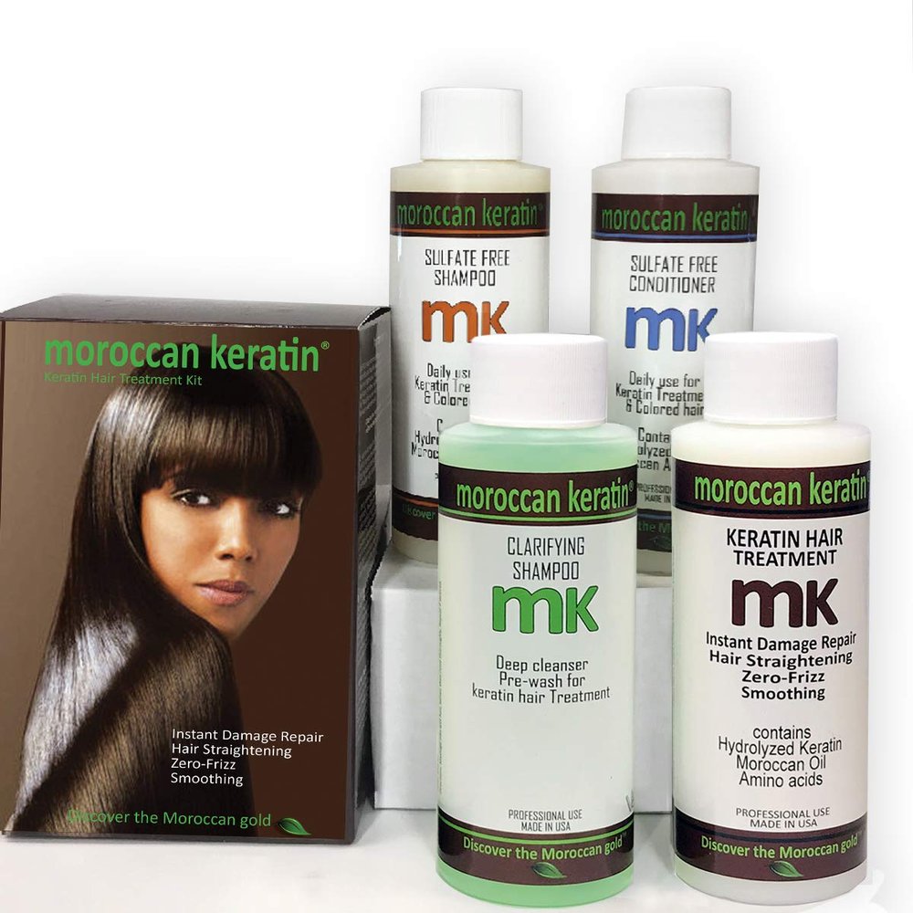 Moroccan Keratin Brazilian Keratin Hair Treatment Blowout Straightening Product Professional Grade Natural Organic Looking Results at Home or Salon