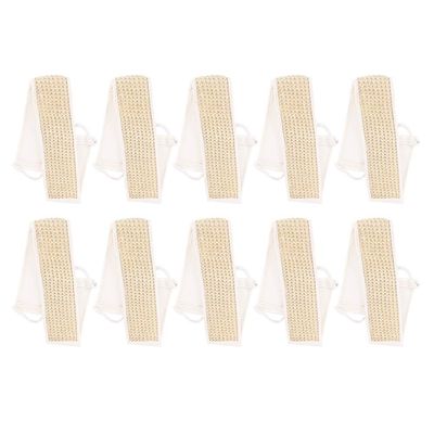 10 PC LOT Natural Back Scrubber Loofah Bath Shower Exfoliating Deep Clean Strap Double-Sided Exfoliating & Cleansing Back Scrubber Fast Drying Durable 10pcs 36.5" L x 3.5" W