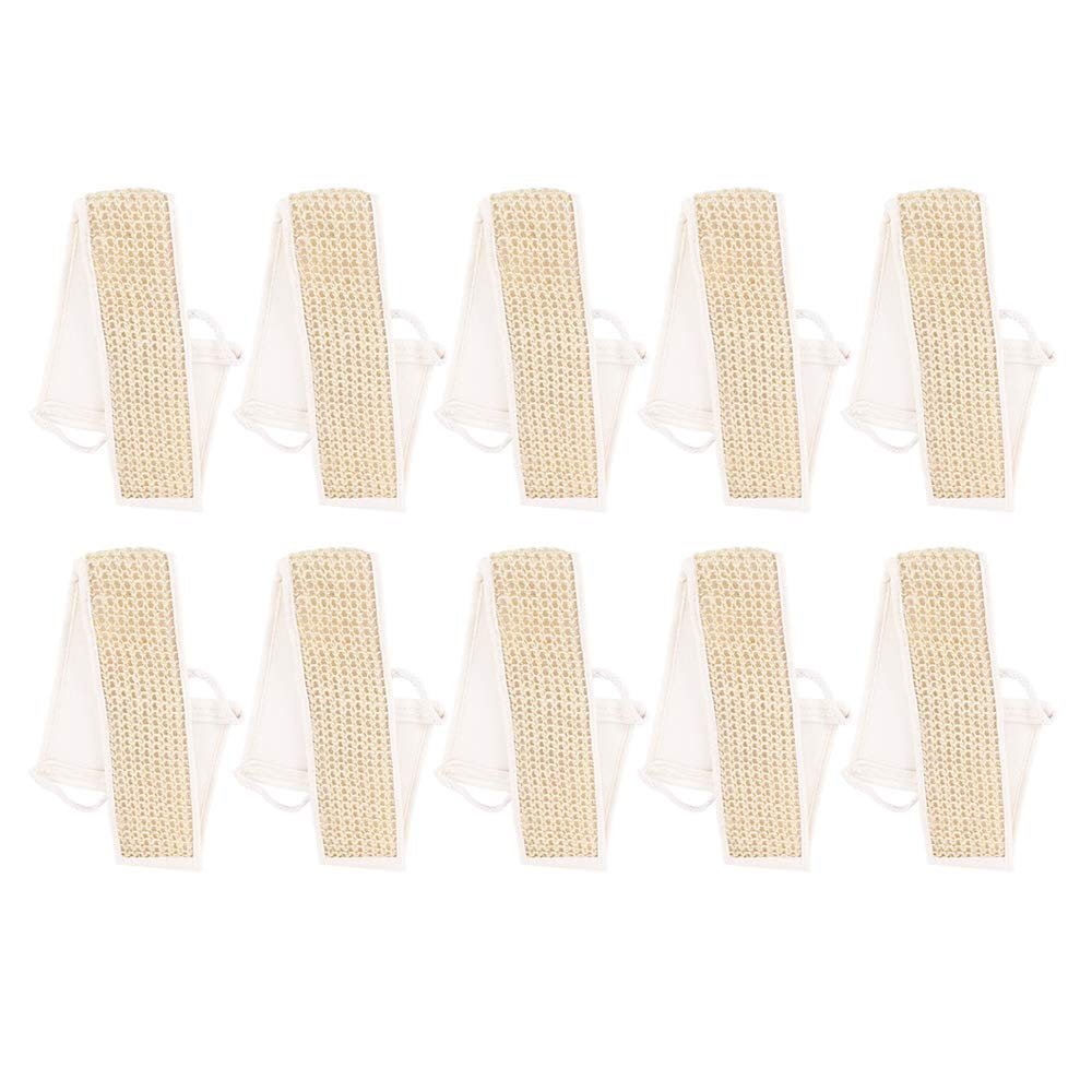 10 PC LOT Natural Back Scrubber Loofah Bath Shower Exfoliating Deep Clean Strap Double-Sided Exfoliating & Cleansing Back Scrubber Fast Drying Durable 10pcs 36.5" L x 3.5" W