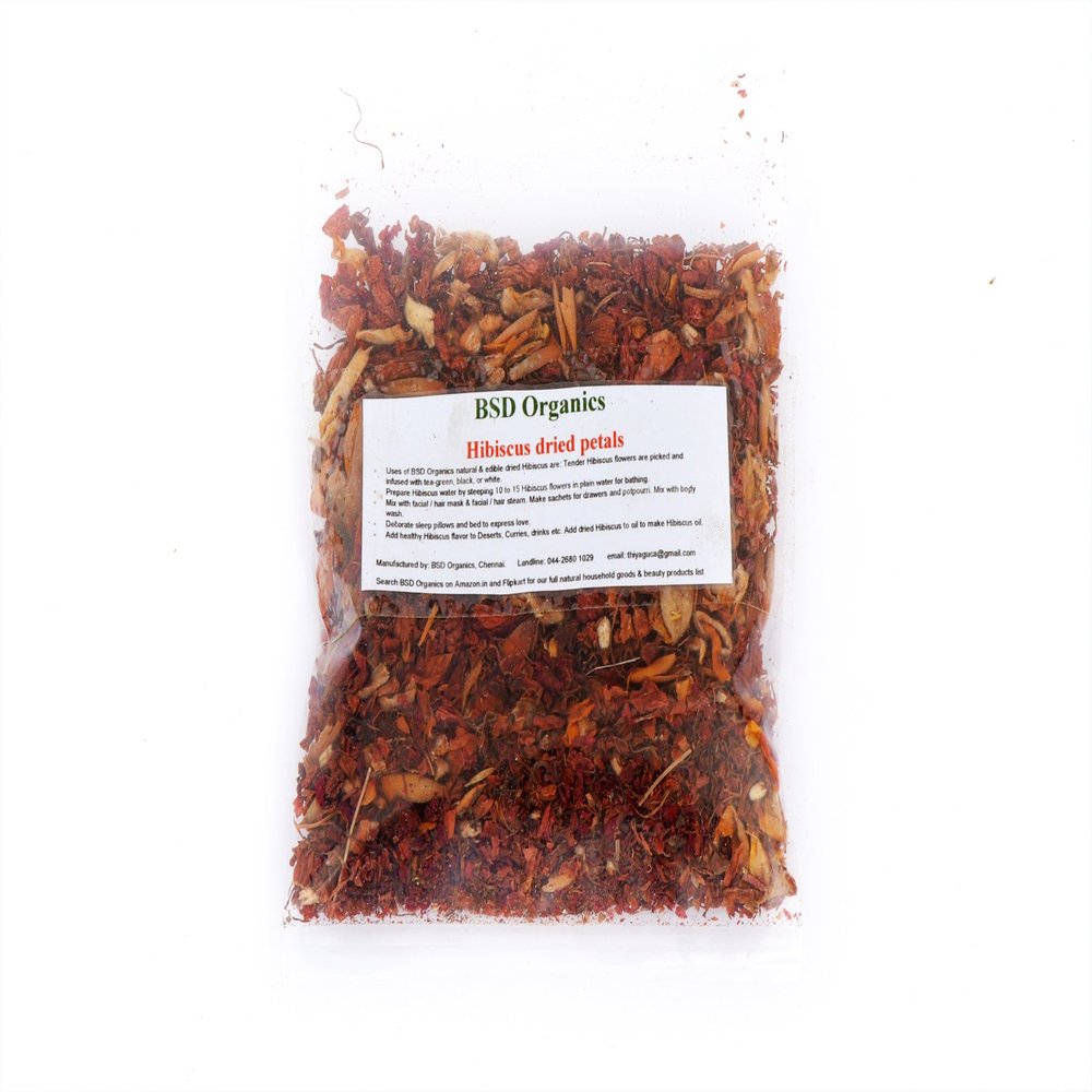 BSD Organics Edible Hibiscus granules Dried for Tea, garnishing & More - 1.1 Pound (500 GMS)
