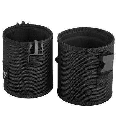 Nanshy Travel Makeup Brush Holder with Lid - Large, Stand Up Makeup Brush Case for MUA - 2-in-1 Durable Makeup Brush Organizer Bag & 2 Brush Cups - Brushes Not Included - Black - 9 x 4 x 4 Inches
