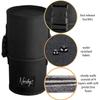 Nanshy Travel Makeup Brush Holder with Lid - Large, Stand Up Makeup Brush Case for MUA - 2-in-1 Durable Makeup Brush Organizer Bag & 2 Brush Cups - Brushes Not Included - Black - 9 x 4 x 4 Inches view 4