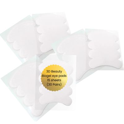 3D Beauty Biogel Eye Pads For Eyelash Extension, Under Eye Pads Eyelash Extension Supplies - 15 Sheets (30 Pairs)