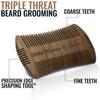 Beard Comb - Sandalwood Natural Hatchet Style for Hair - Anti-Static & No Snag, Handmade Wide & Fine Tooth Contour Brush Best for Beard & Moustache with Carrying Case Pouch view 2