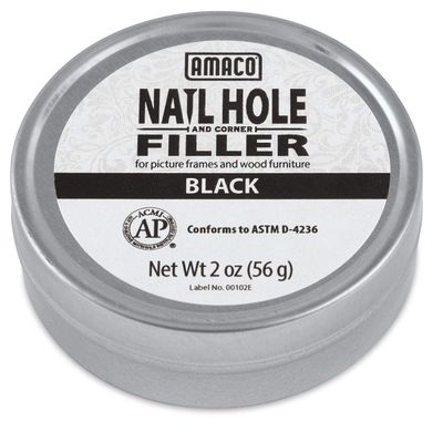 Amaco Nail Hole and Corner Filler for Wood, 2 Oz Tin, Black