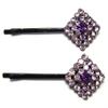 2 Victorian Lilac Austrian Rhinestone Crystal Hair Clips Barrette Body Pin view 1