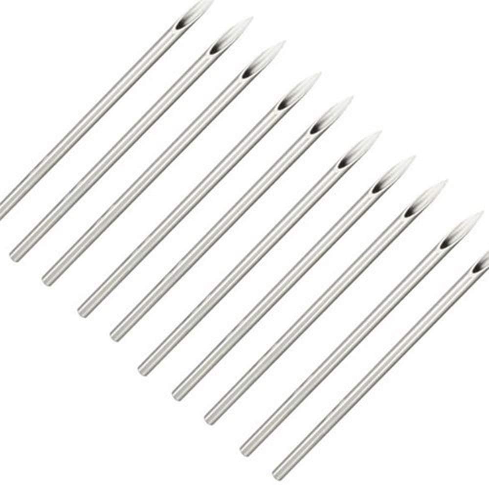10PCS Piercing Needles Hollow Piercing Needles 316L Surgical Steel Disposable Sterile for Nose Septum Ear Belly Button Nipple Tongue Lip Eyebrow Piercing