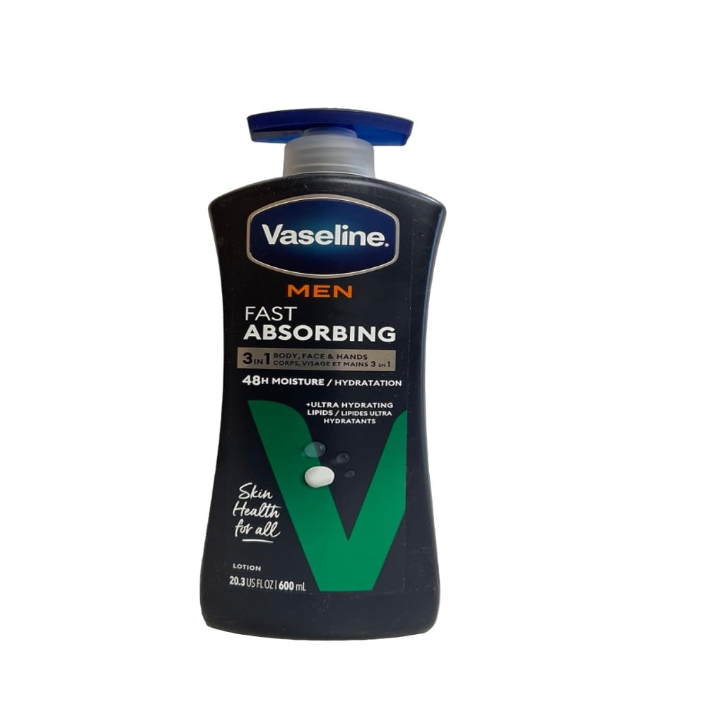 Vaseline Men Body & Face Lotion, Fast Absorbing 20.3 oz (Pack of 4)
