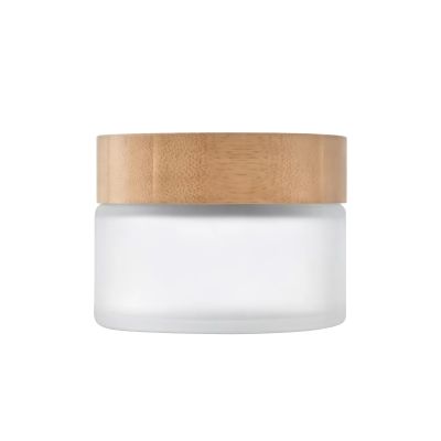 100g 100ml 3.4oz Environmental Bamboo Lid Frosted Glass Bottle Cream Jars Empty Cosmetic Lotion Container with PP Liner
