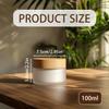 100g 100ml 3.4oz Environmental Bamboo Lid Frosted Glass Bottle Cream Jars Empty Cosmetic Lotion Container with PP Liner view 2