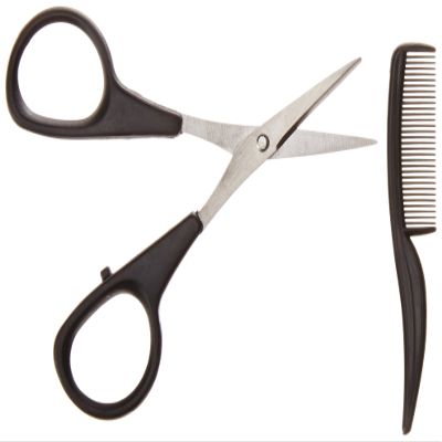 Allary Men's Beard and Mustache Scissors, Mini Comb Trimming Kit