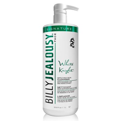 Billy Jealousy White Knight Gentle Daily Facial Cleanser with Non-Abrasive Exfoliators Ideal for All Skin Types, Men's Face Wash Formulated with Apple Amino Acids & Papaya Extract, 33.8 Fl Oz