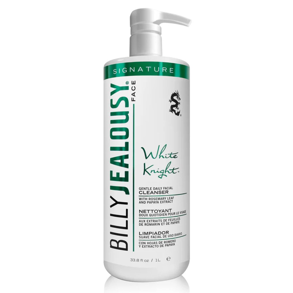 Billy Jealousy White Knight Gentle Daily Facial Cleanser with Non-Abrasive Exfoliators Ideal for All Skin Types, Men's Face Wash Formulated with Apple Amino Acids & Papaya Extract, 33.8 Fl Oz