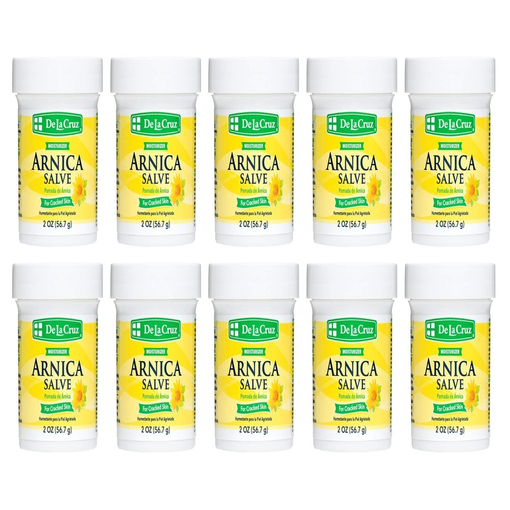 De La Cruz Arnica Salve - Foot Cream for Dry Cracked Heels and Feet - Moisturizing Hand Salve for Dried Hands - 24 Hour Moisture Foot Cream for Dry Cracked Feet and Rough Skin - (2 Ounces - 12 Jars)