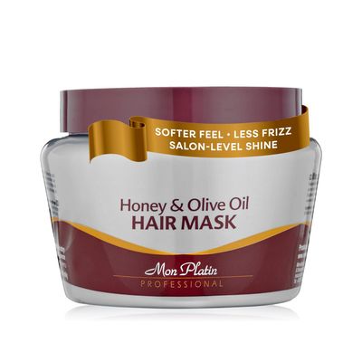 Mon Platin Honey & Olive Oil Hair Mask 500 g Deep Conditioner with Dead Sea Minerals, Royal Jelly & Propolis For Dry, Damaged, Colored, Permed or Split-End Hair Hydrates Adds Shine