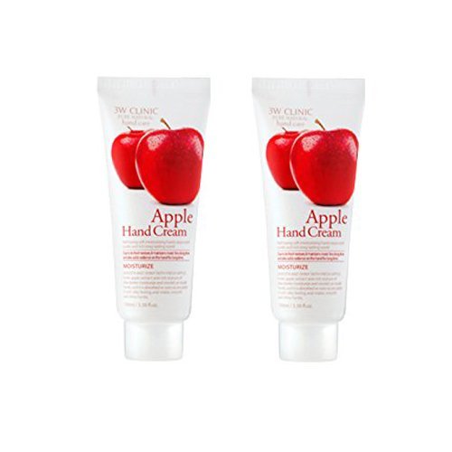 3w Clinic Moisturizing Apple Hand Cream 3.38oz 2pcs, All Skin Type