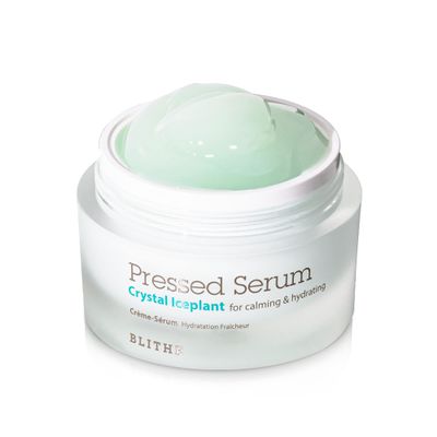 BLITHE Pressed Serum Crystal Iceplant Face Moisturizing Gel - Kbeauty Best Skin Cream for Dry Skin, Korean Serum for Combination Skin & Redness Relief, Face Moisturizer for Dry Skin Cream 1.68 Oz