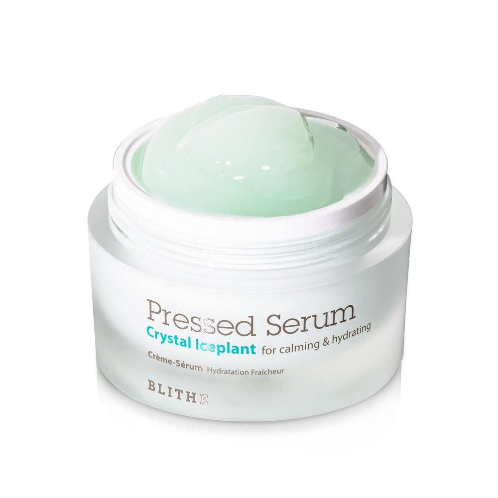 BLITHE Pressed Serum Crystal Iceplant Face Moisturizing Gel - Kbeauty Best Skin Cream for Dry Skin, Korean Serum for Combination Skin & Redness Relief, Face Moisturizer for Dry Skin Cream 1.68 Oz
