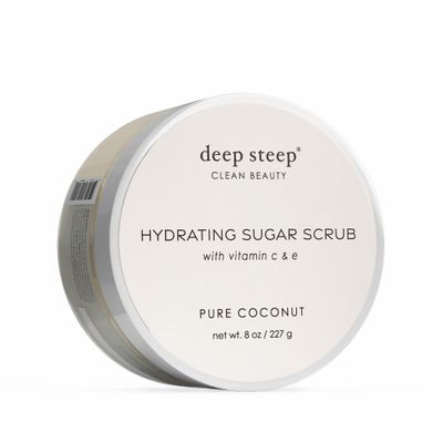 Deep Steep Sugar Scrub, Pure Coconut, 8 oz  Exfoliating Body Scrub with Organic Coconut Oil, Shea Butter & Argan Oil  Vegan, Clean Beauty, Smooth, Soft & Nourished Skin