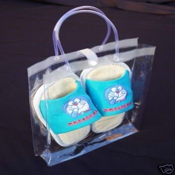 10 pieces 9.5X2.5x12.5" clear PVC soft pouch bag with round tube handle beauty make up cosmetic packing supply