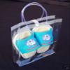 10 pieces 9.5X2.5x12.5" clear PVC soft pouch bag with round tube handle beauty make up cosmetic packing supply view 1