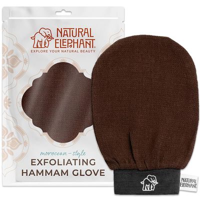 Natural Elephant Exfoliating Hammam Glove | Authentic Moroccan Kessa Body Scrub Mitt for Spa-Quality Skin Renewal (Chocolate Brown Single)