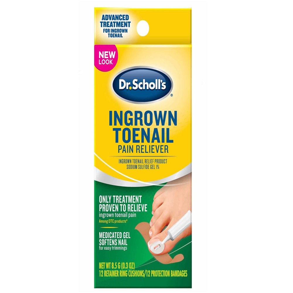 Dr.Scholls Ingrown Toenail Pain Reliever Gel - 0.3 Ounces with 12 Cushions & 12 Bandages