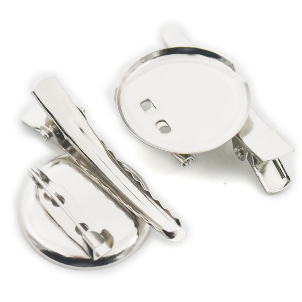 100 Pcs 25mm 1" Pad Brooch Tray Needle 40mm Alligator Clips Dual Purpose Pin Prong