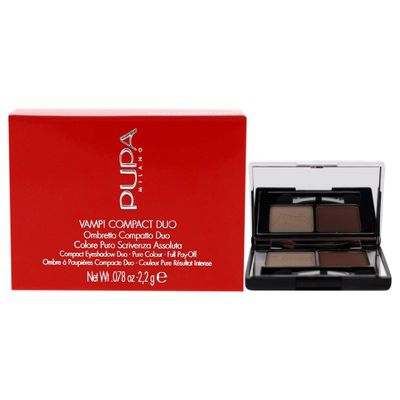 PUPA Milano Vamp! Compact Duo Eyeshadow - Adjustable Coverage And Great Blendability - High Concentration Of Pigments - Texture - 005 Milk Chocolate - 0.078 Oz