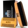 Beard Brush and Comb - Natural Boar Bristle Beard Brush & Beard Comb for Men - Facial Hair Care Gift Set for Men - Mustache Styling, Grooming & Shaping Tools view 1