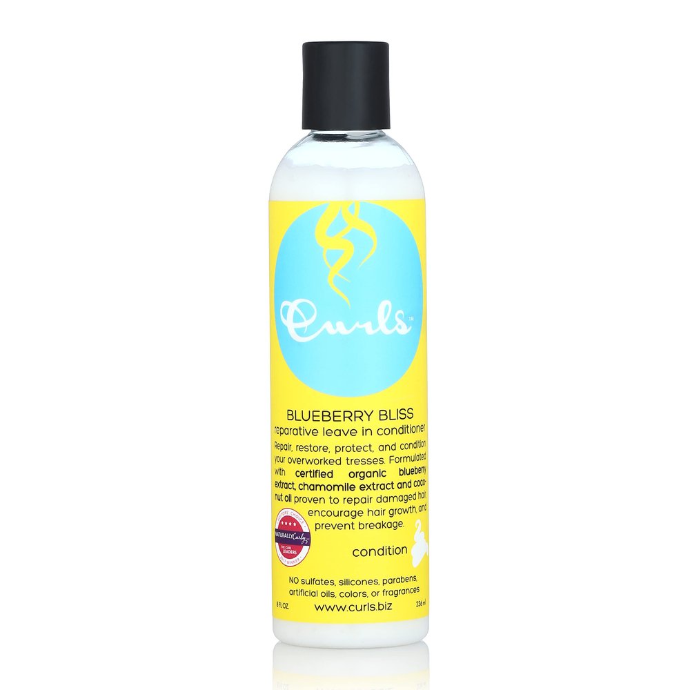 Curls Blueberry Bliss Reparative Leave In Conditioner - 8 oz, Helps Repair Damage and Prevent Breakage, Conditioner for Curly Hair, Wavy, and Coily Hair Types