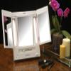 JERDON Tri-Fold Two-Sided Makeup Mirror with Lights - Vanity Mirror with 5X Magnification & Multiple Light Settings - White Base - Model JGL9W view 2
